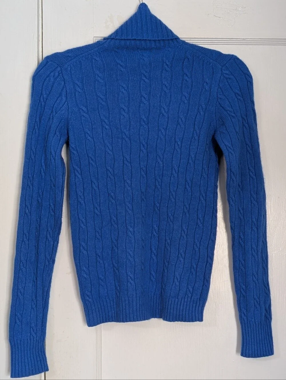 J.Crew Blue Cable Knit Turtleneck Sweater Merino Wool Angora Cashmere Women's S